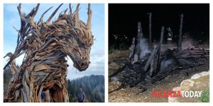 Distrutto dalle fiamme il Drago Vaia: "Un gesto vergognoso"
