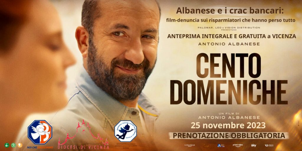 “Cento Domeniche”, Antonio Albanese in sala con il vescovo Brugnotto per il nuovo film sul crac delle banche venete