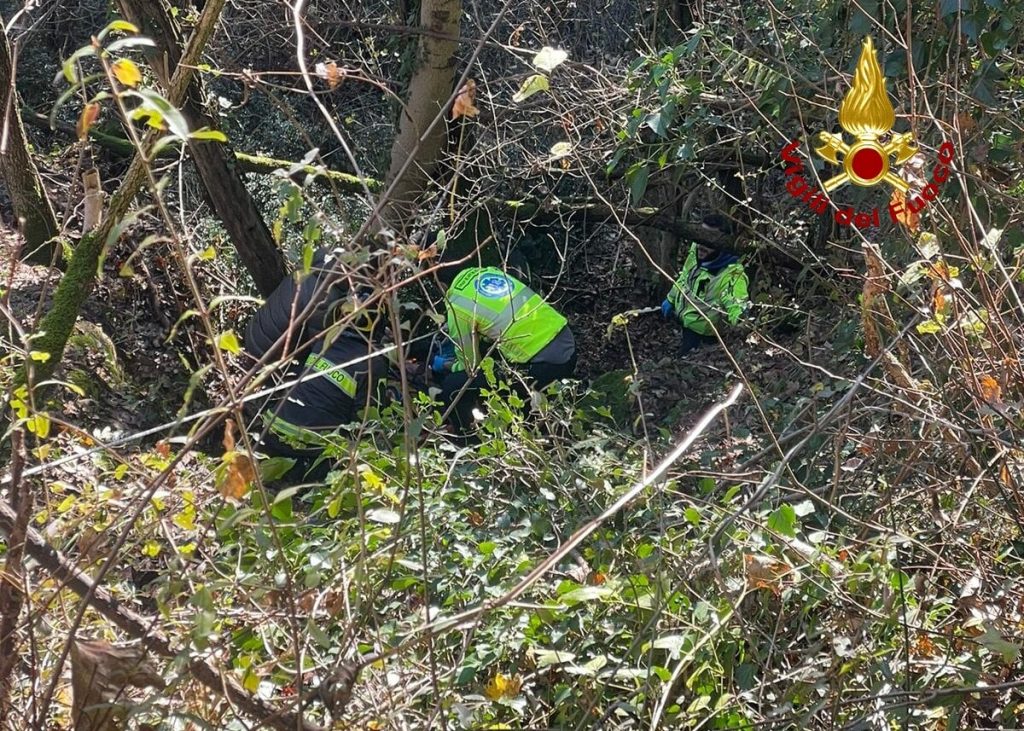 Anziano scivola nel dirupo mentre è a tagliar legna, il figlio lancia l'allarme