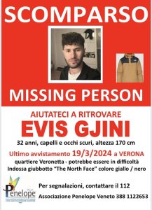 Evis potrebbe essere a Vicenza: avvistamenti in città per il 32enne scomparso da Veronetta