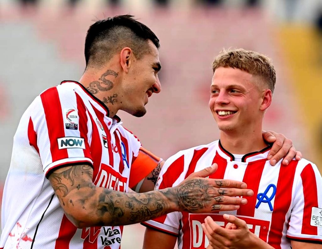 Alessandria-LR Vicenza: la felicità di Busato dopo il gol all'esordio