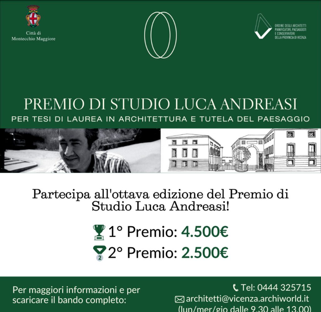 Il bando per l’ottava edizione del Premio di studio Luca Andreasi per l'Architettura
