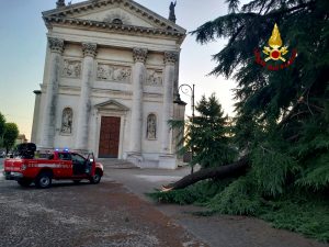 Albero spezzato davanti alla Chiesa, intervengono i pompieri