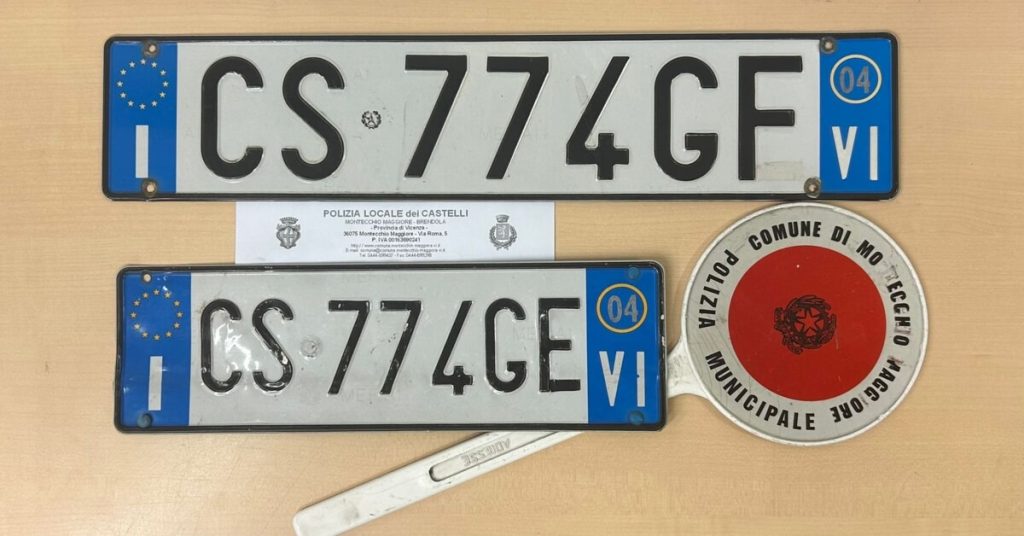 Modifica la targa dell’auto (sotto sequestro) per sfuggire ai controlli