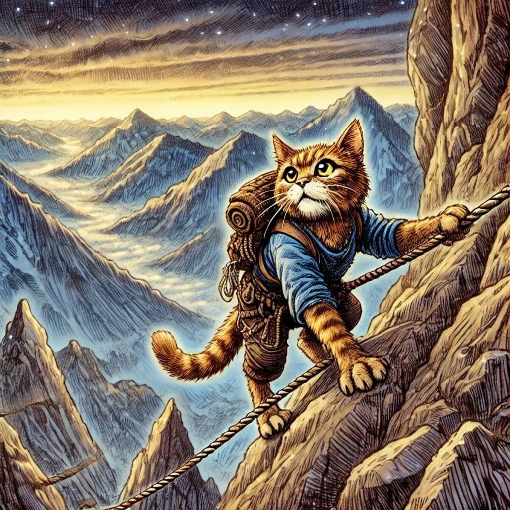 Sesto grado per il gatto in cordata